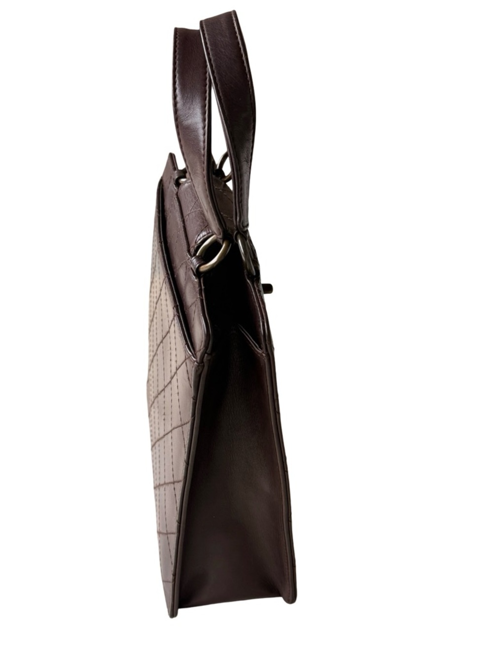 CHANEL Dark Brown Quilted Calf Leather Top-Handle Tote - Picture 12 of 17